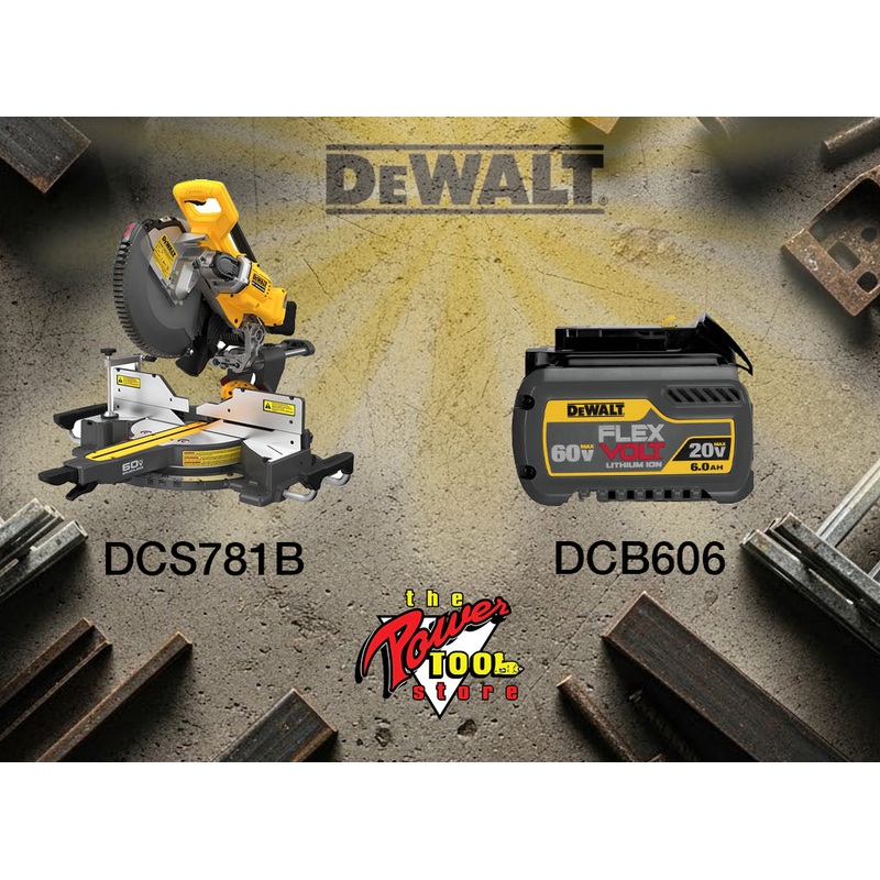 DEWALT 60V MAX* 12" Double Bevel Sliding Miter Saw Kit DCS781B and DEWALT 20V MAX* / 60V MAX* FLEXVOLT 6.0Ah Battery DCB606
