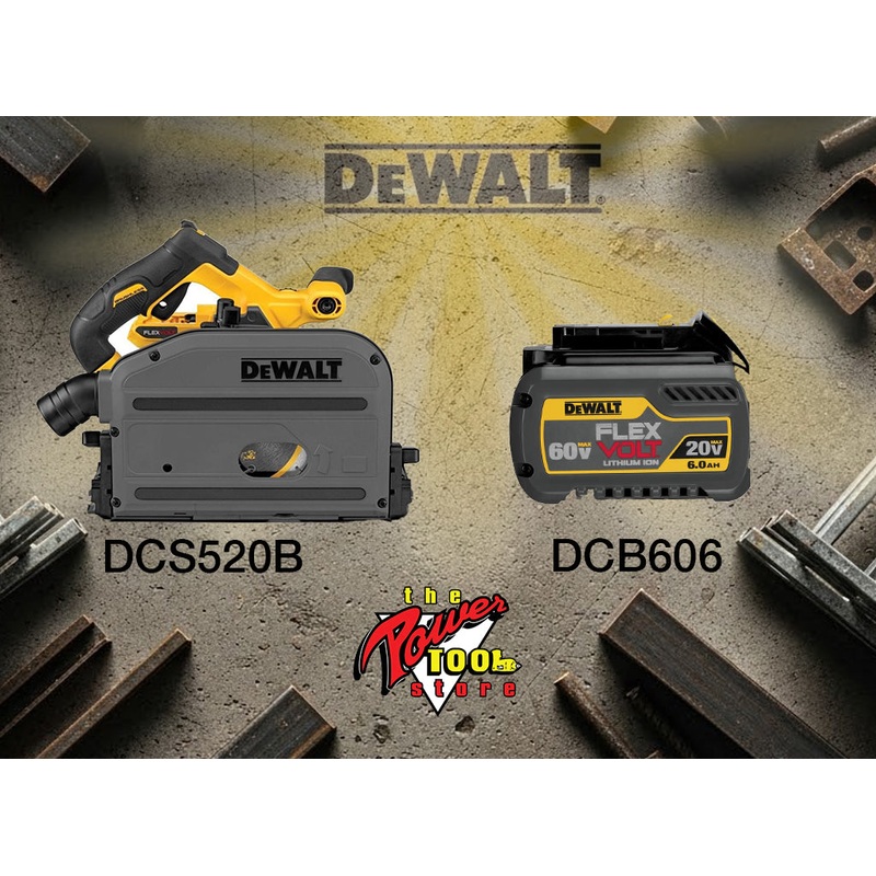 DEWALT 60V MAX* FLEXVOLT 6-1/2" TRACKSAW (Tool Only) DCS520B and DEWALT 20V MAX* / 60V MAX* FLEXVOLT 6.0Ah Battery DCB606