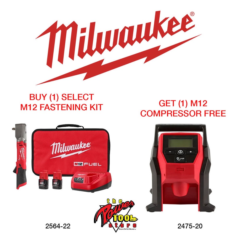 M12 FUEL 3/8" Right Angle Impact Wrench w/ Friction Ring Kit + M12 Compact Inflator 2564-22-2475-20