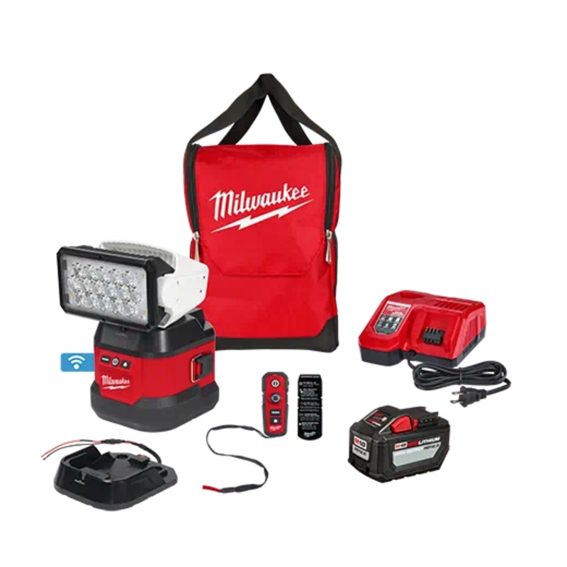 MILWAUKEE M18 Utility Remote Control Search Light w/ Portable Base Kit