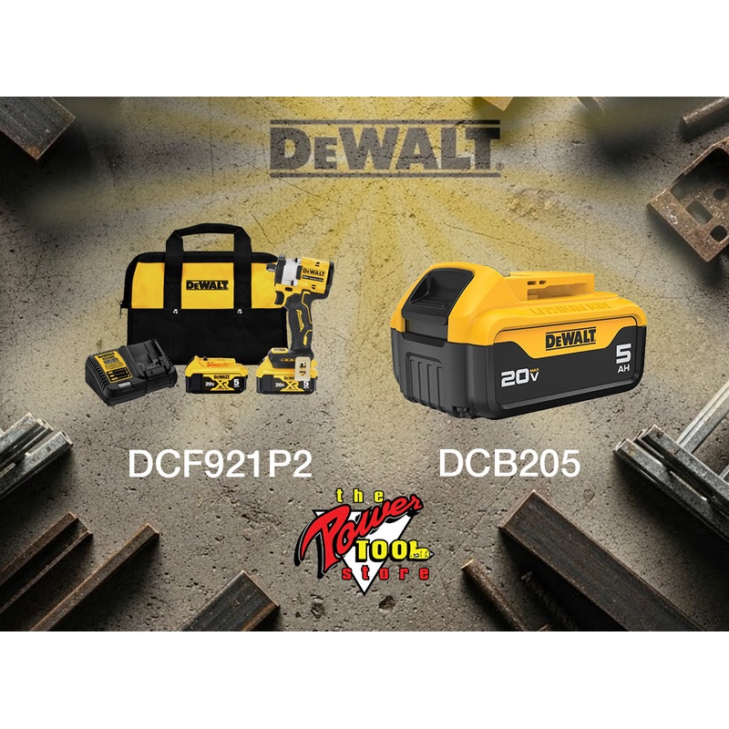 DEWALT 20V MAX* ATOMIC 1/2" Impact Wrench w/ Hog Ring Anvil Kit DCF921P2 and DEWALT 20V MAX* 5Ah Battery DCB205
