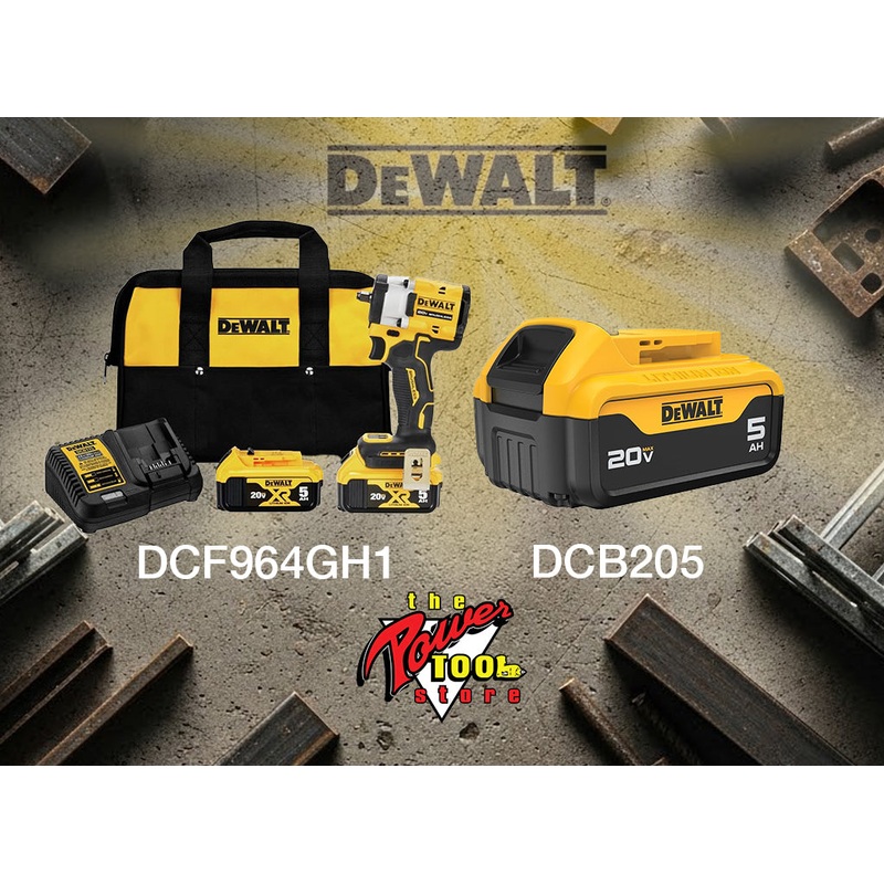 DEWALT 20V MAX* XR 3/4" High Torque Impact Wrench w/ Hog Ring Anvil Kit DCF964GH1 and DEWALT 20V MAX* 5Ah Battery DCB205