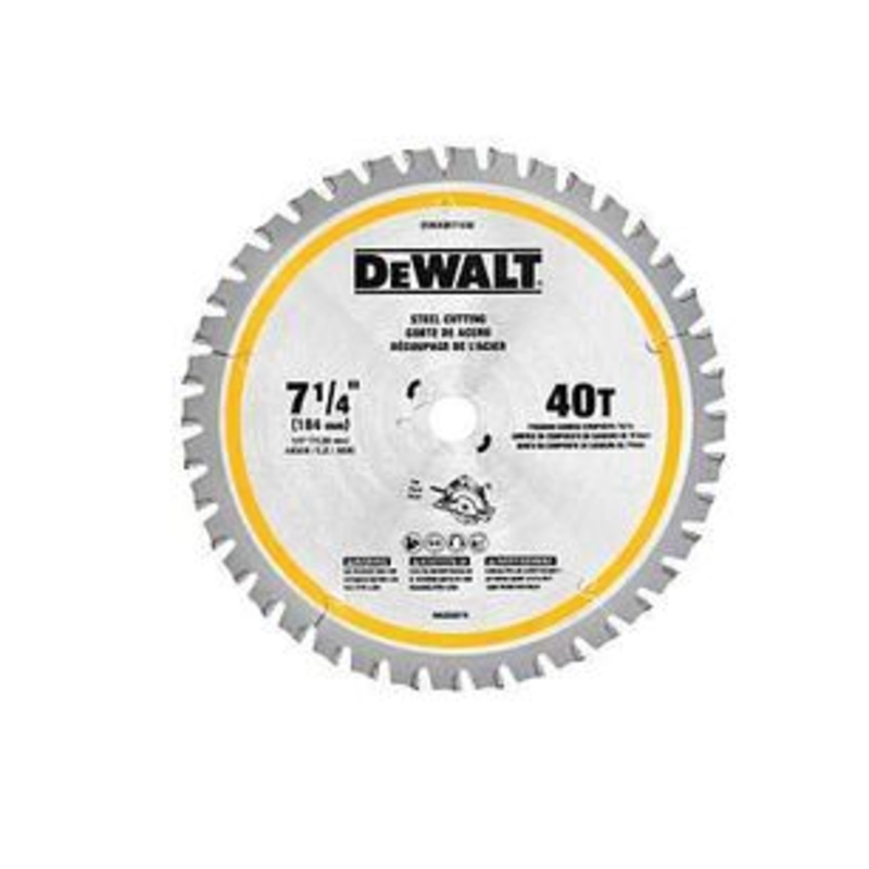 DEWALT Circular Saw Blade, 7-1/4 in Dia, 5/8 in Arbor, 40-Teeth, Carbide Cutting Edge DWAM71440