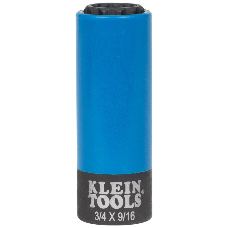 KLEIN TOOLS 2-in-1 Coated Impact Socket, 12-Point, 3/4 and 9/16-Inch