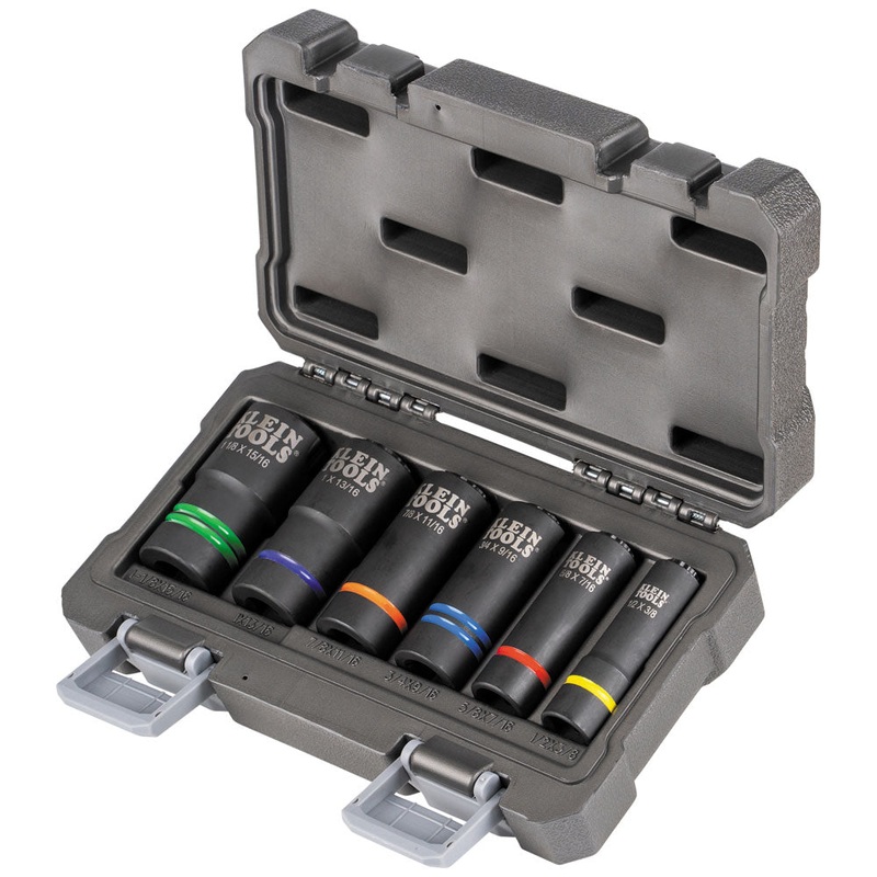 KLEIN TOOLS 6 PC. 12-Point 2-IN-1 Slotted Impact Socket Set