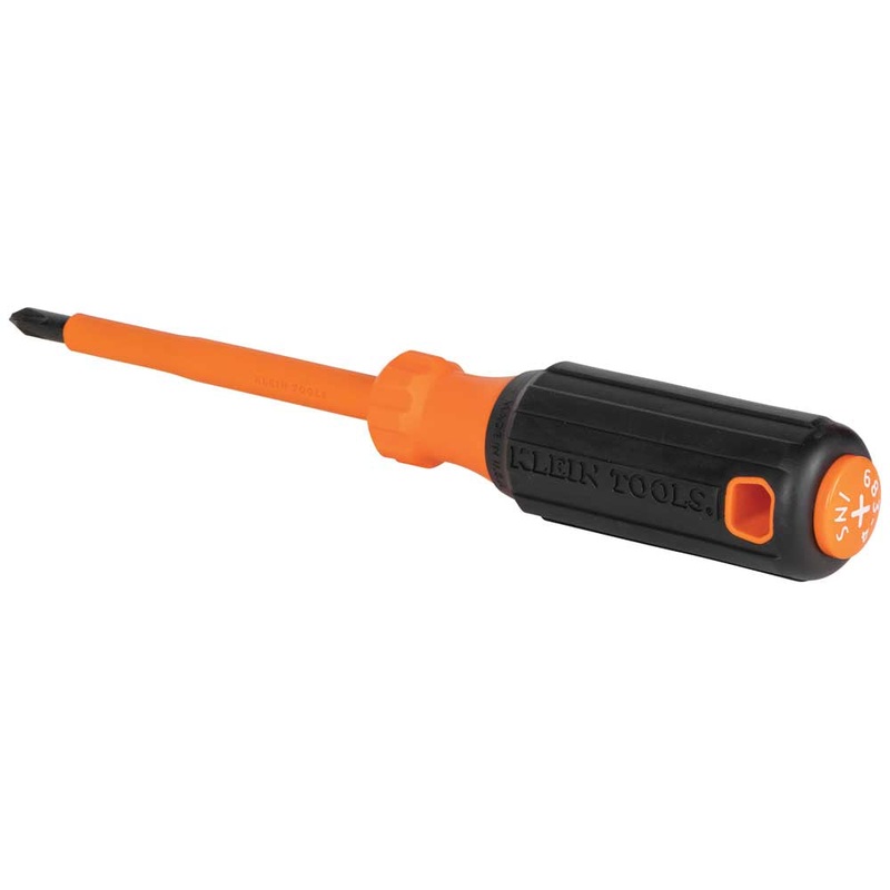 KLEIN TOOLS Insulated Screwdriver, #2 Phillips Tip, 4-Inch Round Shank