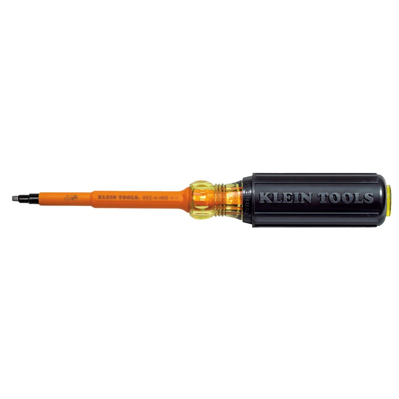 KLEIN TOOLS Insulated Screwdriver, #2 Square, 4-Inch Shank