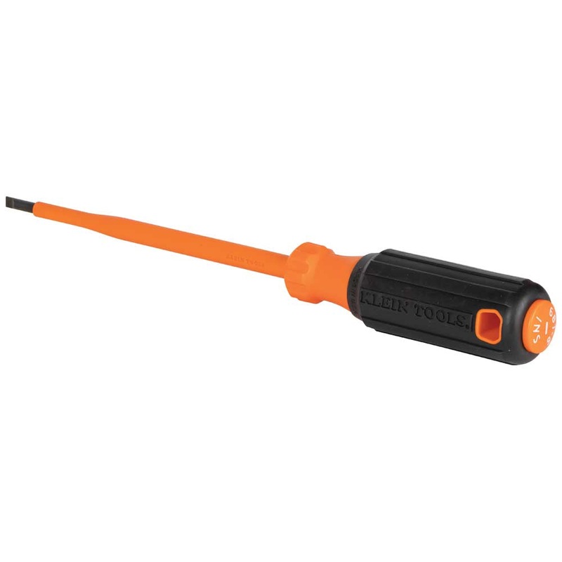 KLEIN TOOLS Insulated Screwdriver, 3/16-Inch Cabinet Tip, 6-Inch Round Shank