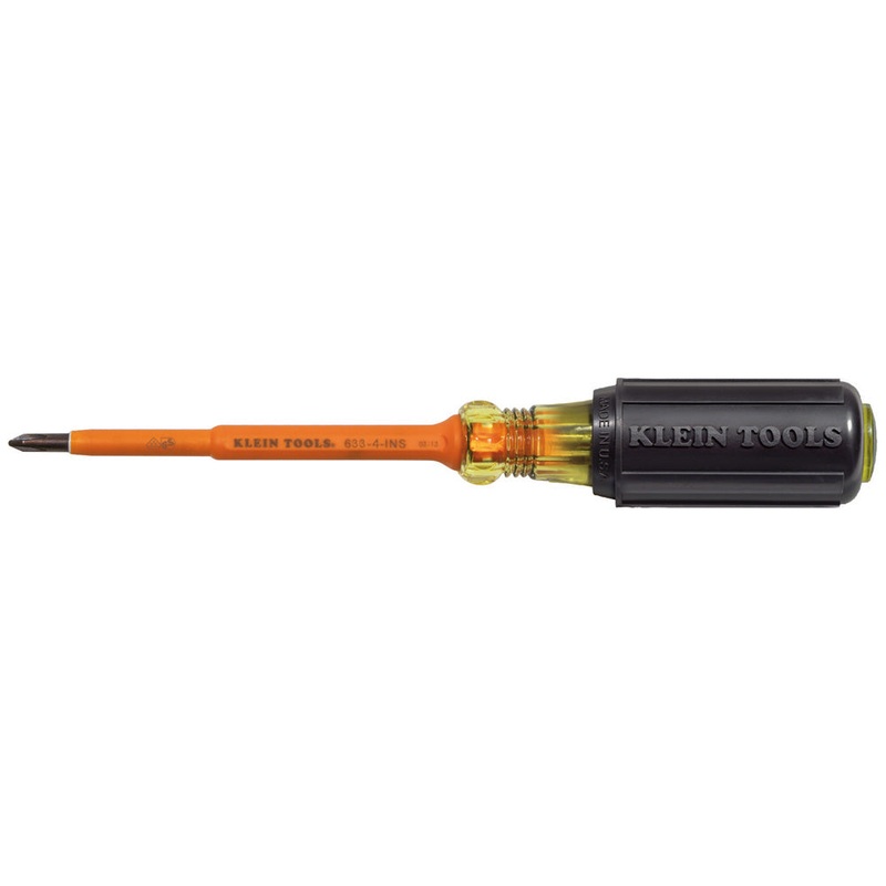 KLEIN TOOLS Insulated Screwdriver, #1 Phillips Tip, 4-Inch