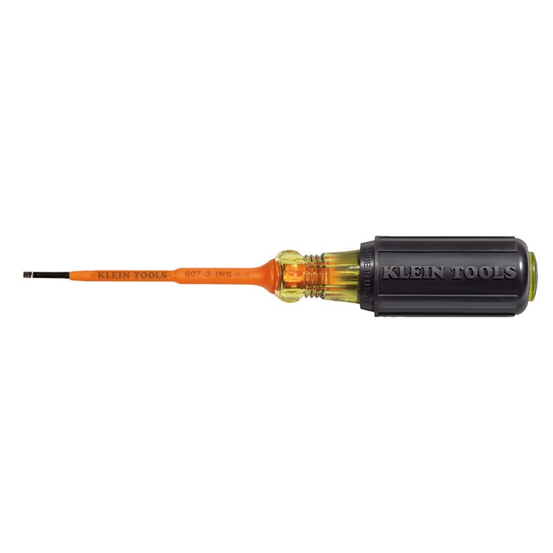 KLEIN TOOLS Insulated Screwdriver, 3/32-Inch Cabinet, 3-Inch