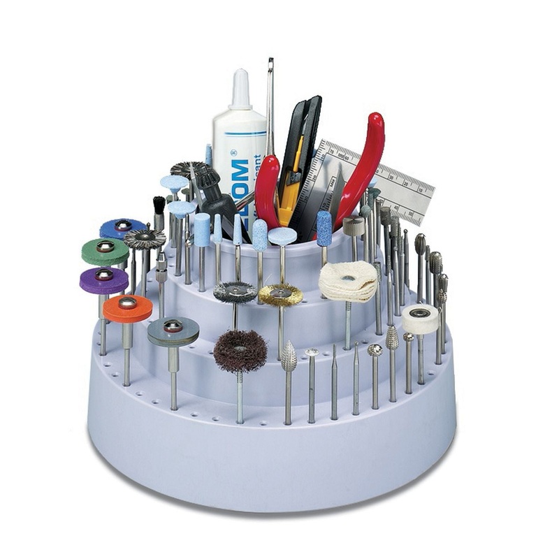 Bur Holder, Rotary, for 114 3/32 Shank Burs & 7 Drill Bits 1/16 - 5/32, 3 deep x 2-3/4 dia. Cup
