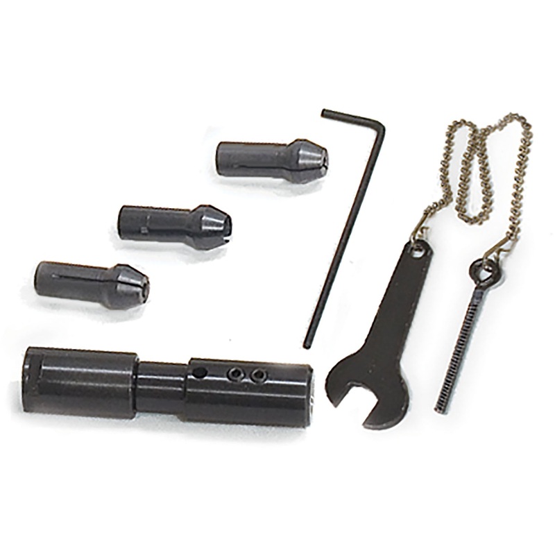 Collet Holder, Right Hand, 5/16 Motor Shaft, with 1/4, 1/8 & 3/32 Collets with Spring Loaded Pin & Wrench