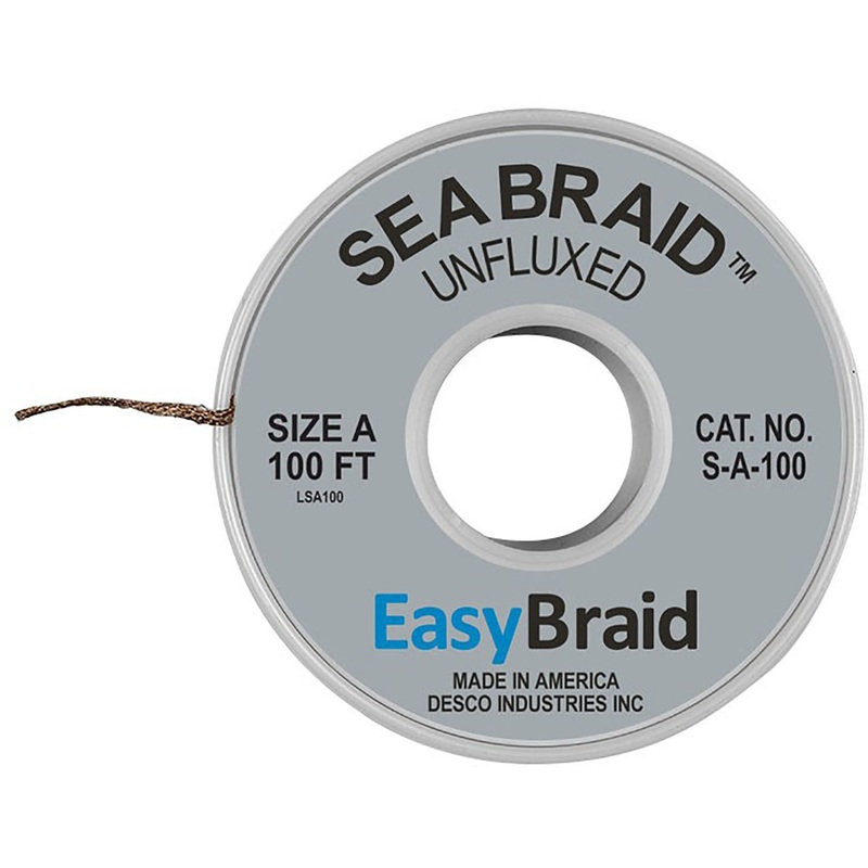 EasyBraid - Desoldering Braid, Sea Braid, .025 - 0.125'