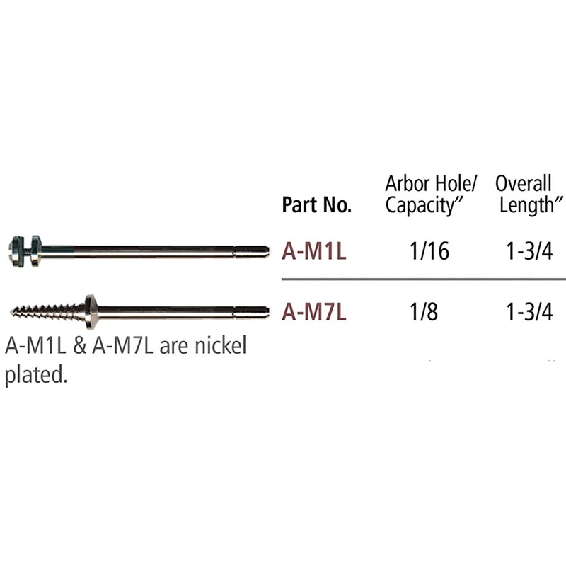 Mandrel, Screw Type, Left Hand Thread, 3/16 dia. Head/Shoulder x 1/16 dia Arbor Screw with 3/32 Shank A-M1L