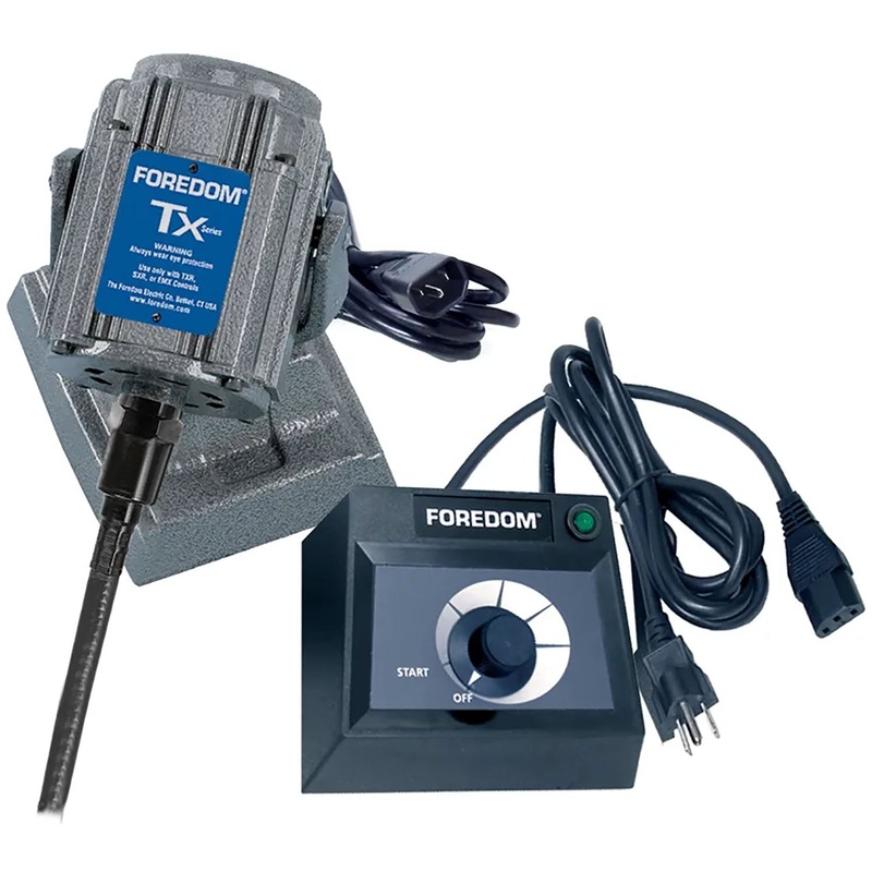 1/3 hp TXB Bench Mount Motor with 60 Square Drive Heavy Duty Shaft & Sheath and EMX Plastic Table Top Dial Speed Control, 115v