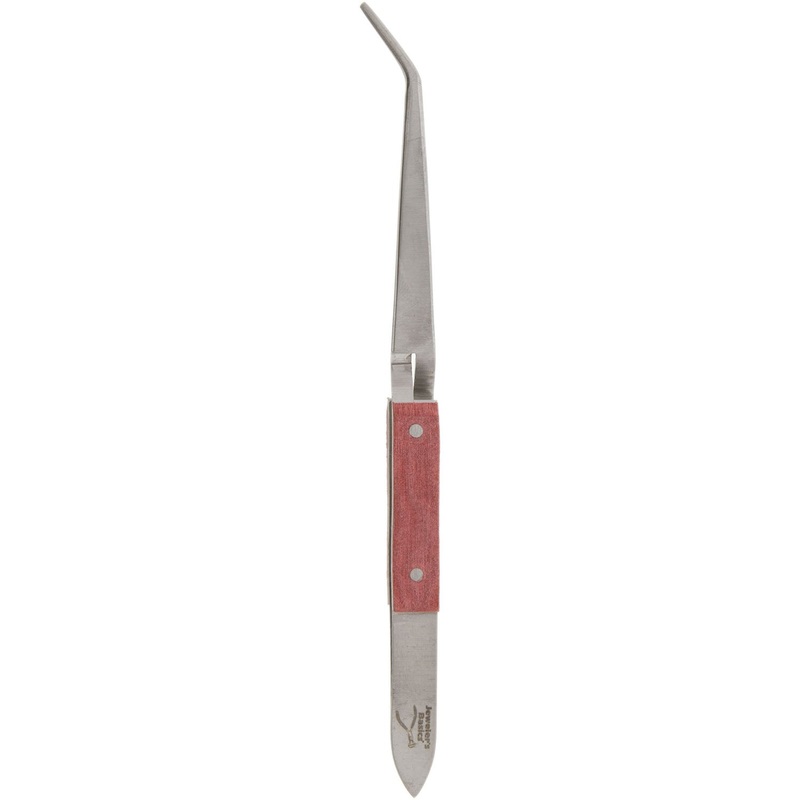 Jeweler's Basics - Tweezers, Cross Lock Curved With Fiber Grips - 6.5"