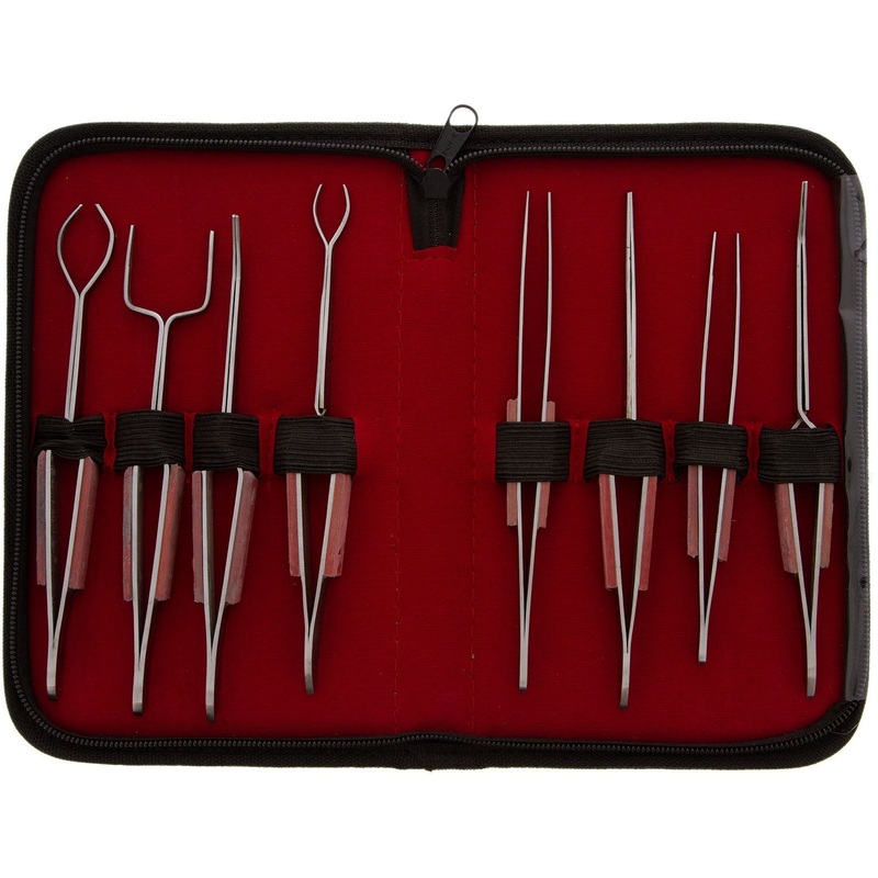 Jeweler's Basics - Tweezers, Cross Lock Tweezers Set With Fiber Grips 8PC