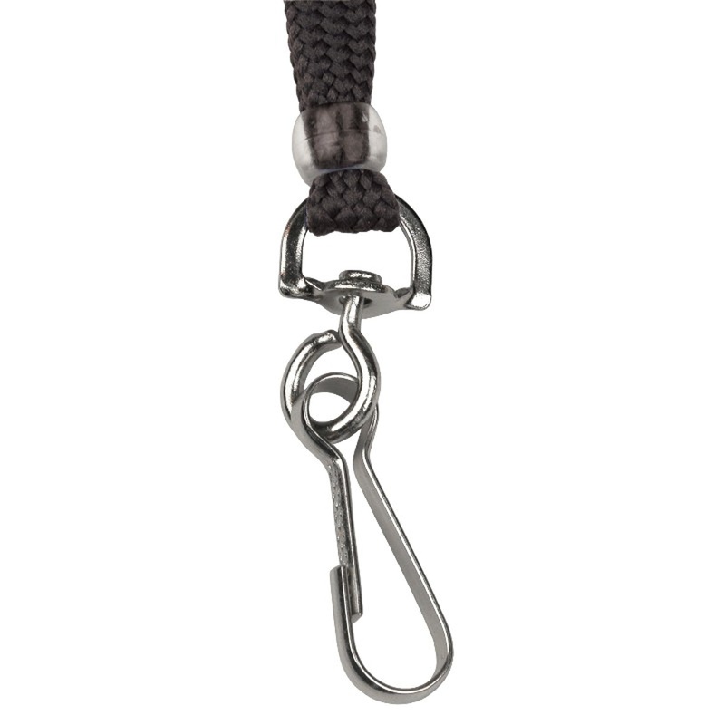 Menda - Lanyard, Breakaway Flat, 3/8 Wide, Swivel Hook, Black
