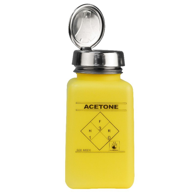 Menda - One-Touch, Yellow Durastatic Sq, HDPE, 6oz Acetone Printed