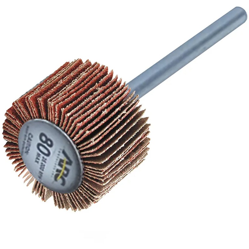 Flap Wheel, Aluminum Oxide, 3/4 dia. x 3/8 wide with 1/8 Shank, 60 - 120 Grit