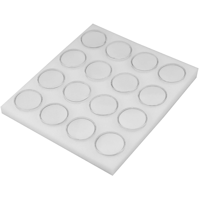 Gem Holders 16pc w/Snap on Lids in White Foam, 1.75x.75