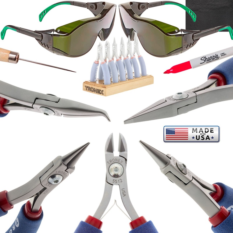 Permanent Jewelry Deluxe Tool Kit, Tronex Standard Handle, Grounded Bent Nose