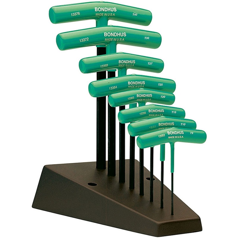 Set 8 Torx T-Handles - Graduated Length - T9-T40 with Stand