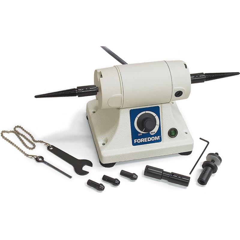 Bench Lathe Kit with Right & Left Hand Tapered Spindles, Collet Holder with 3/32, 1/8 & 1/4 collets and Right Hand Wheel Mandrel,