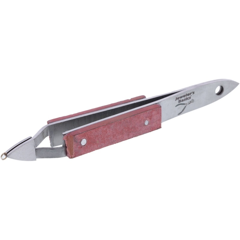 Jeweler's Basics - Tweezers, Cross Lock Stubby With Fiber Grips 4.25