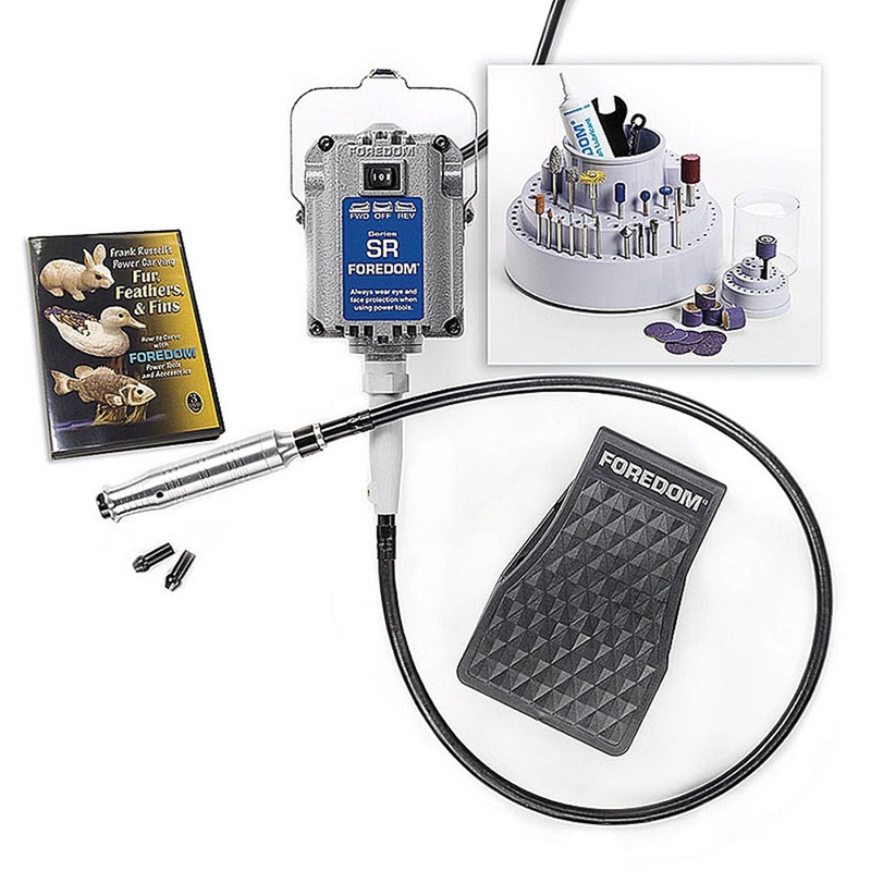 Woodcarving Kit w/ 1/6 hp SR Motor, FCT Plastic Foot Pedal Speed Control, H.44T Collet Style Handpiece & WK53 Accessory Kit, 115v