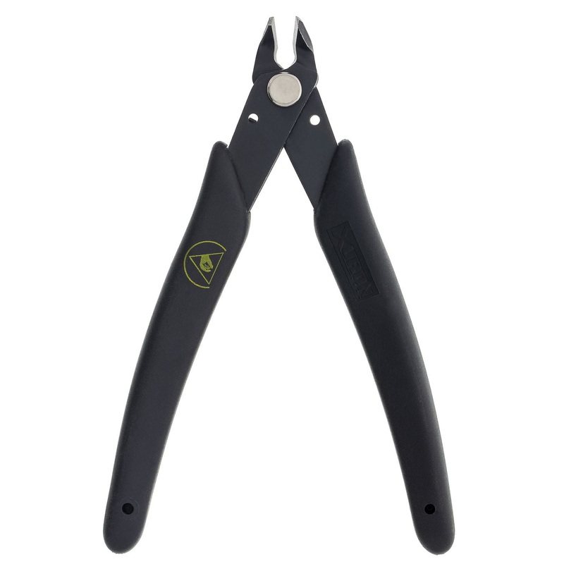 Cutters - Xuron Micro-Shear Flush Cutter - Angled Head, ESD Safe Grips (420AS)