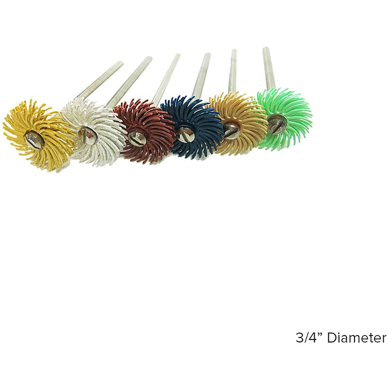 3M Radial 3/4 4-ply Mini Brush 6 Grade Set Mounted On 3/32 Mandrels
