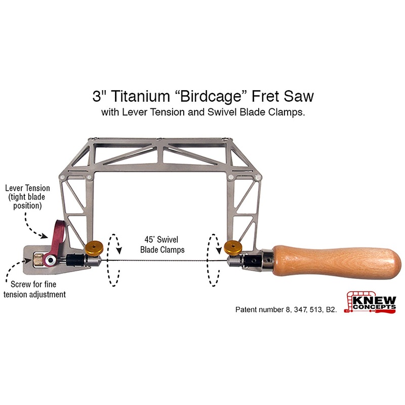 Knew Concepts 3 Titanium Birdcage Fret Saw With Lever Tension And Swivel Blade Clamps