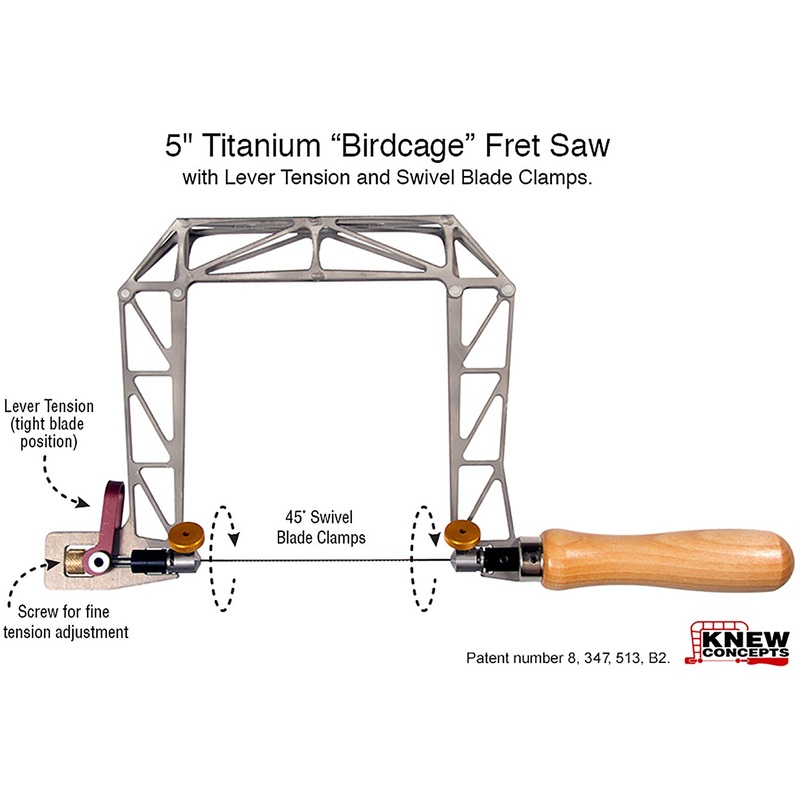 Knew Concepts 5 Titanium Birdcage Fret Saw With Lever Tension And Swivel Blade Clamps
