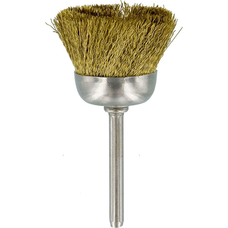 Brush - 1 Cup Shape, Brass Wire Mounted, 1/8 Shank