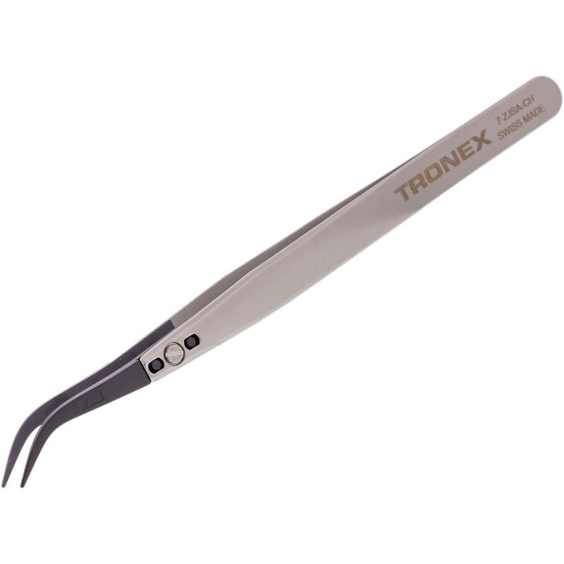 Tweezers - Tronex 7 SS W/ Replaceable Ceramic Tip, Curved Fine Sharp Tip