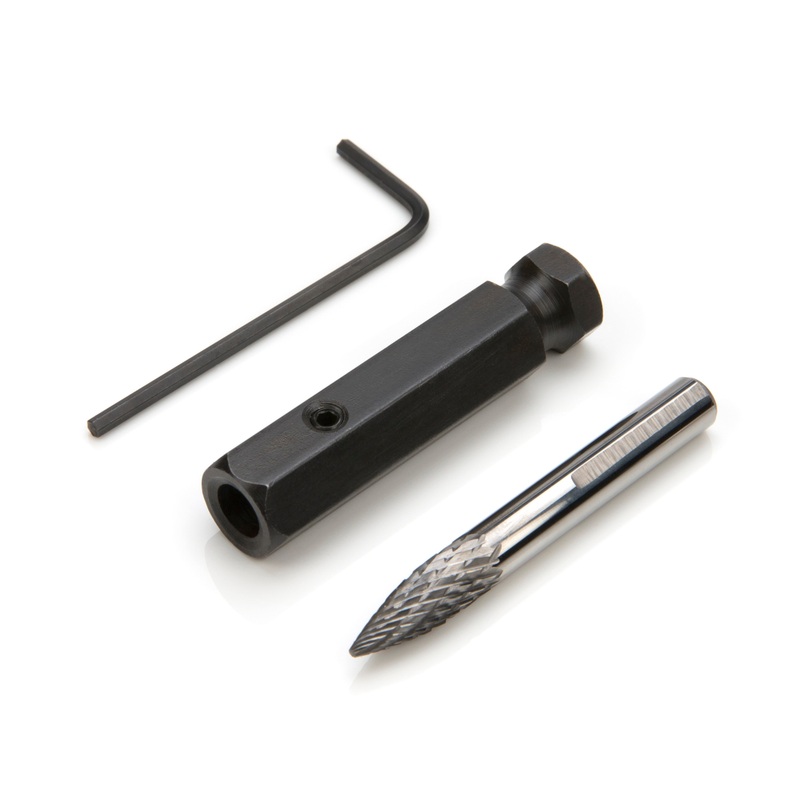 1/4-Inch Carbide Double Cut Burr for Tire Repair Dressing with Adapter