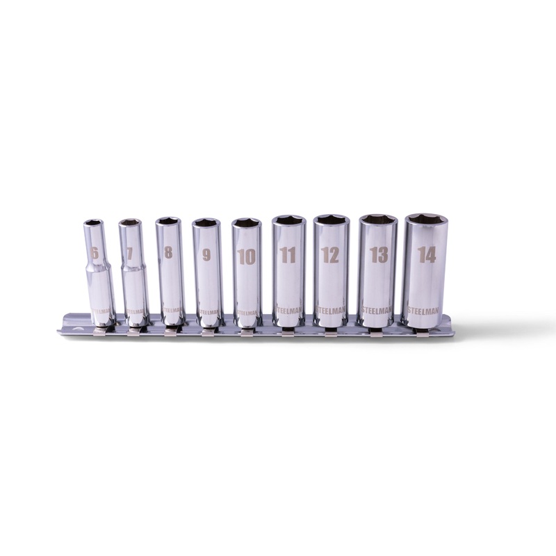 1/4-Inch Drive Deep Well Metric Socket Set, 9-Piece