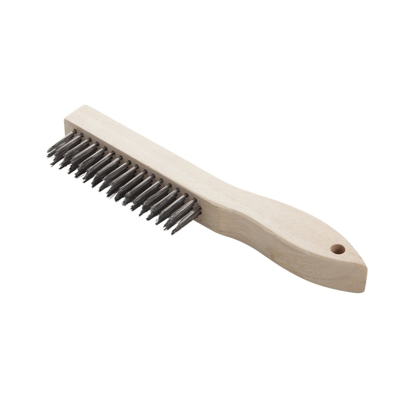 10-Inch Wood Handled Brush with Steel Wire Bristles