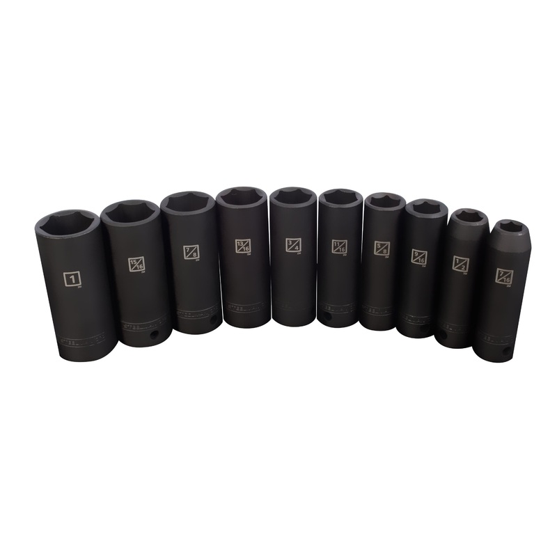 10-Piece 1/2-Inch Drive SAE Deep 6-Point Impact Socket Set