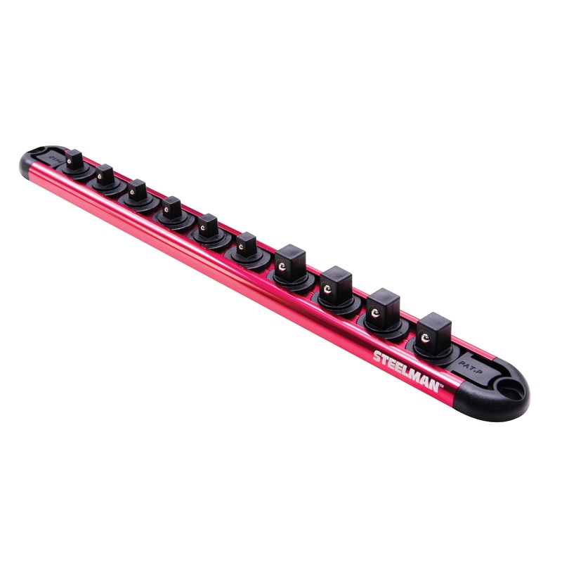 10-Piece 1/4-Inch and 3/8-Inch Drive Aluminum Socket Storage Rail, 11.25-Inch Length