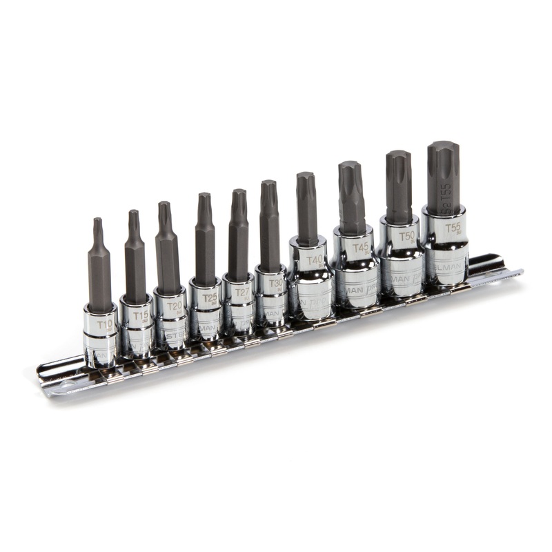 10-Piece 1/4-inch and 3/8-Inch Drive Torx / Star Hex Bit Socket Set