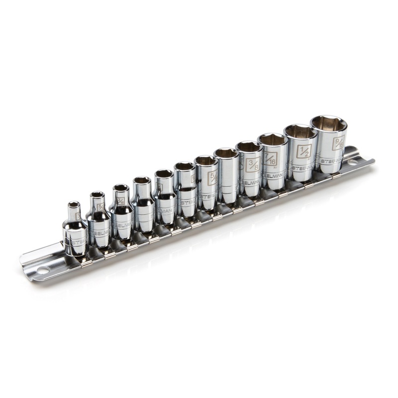 12-Piece 1/4-Inch Drive Shallow Depth 6-Point Chrome SAE Socket Set
