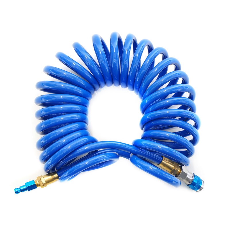25-Foot Coiled 3/8-Inch ID Air Hose with Reusable 1/4-Inch NPT Brass and Quick Connect Fittings