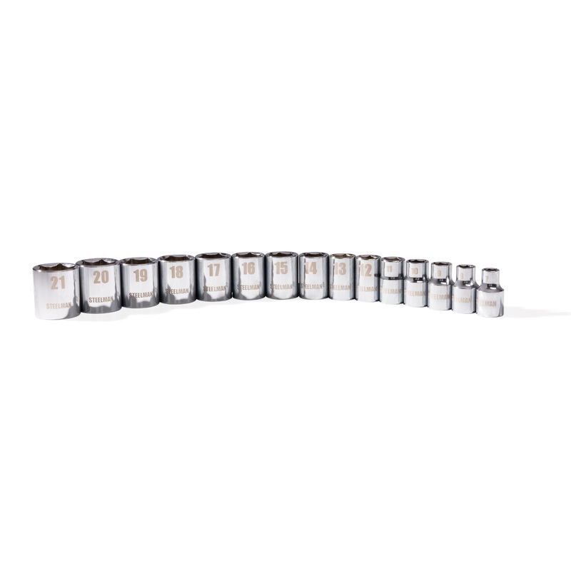15-Piece 3/8-Inch Drive 6-Point Metric Chrome Socket Set