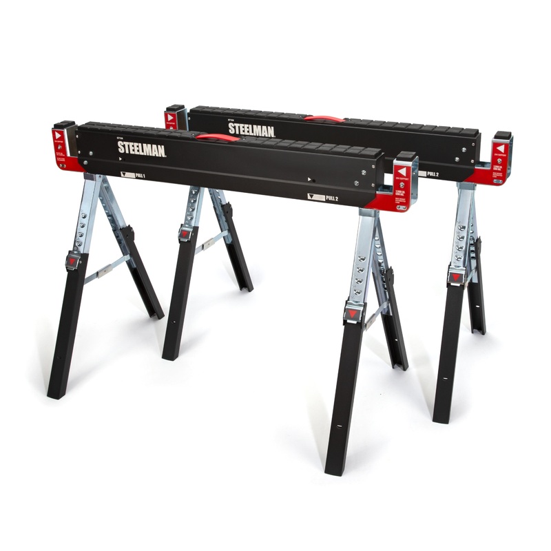 2-Piece Height Adjustable Folding Sawhorse and Work Table Set