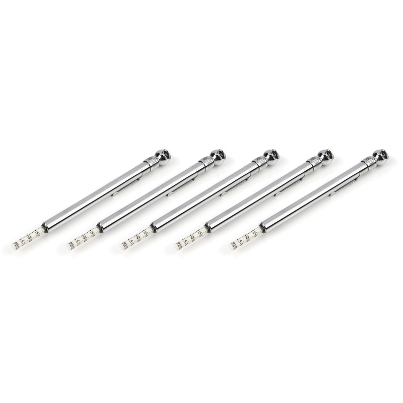 5-50 PSI Polished Steel Pencil Air Pressure Gauge, 5-pack