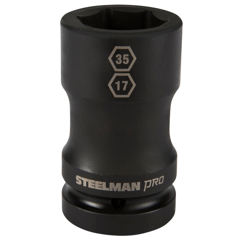 1-Inch Drive Budd Wheel 35mm 6-Point Hex and 17mm 4-Point Square Combo Impact Socket