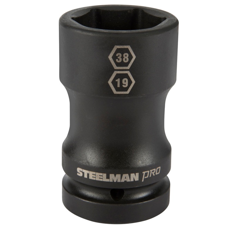 1-Inch Drive Budd Wheel 38mm 6-Point Hex and 19mm 4-Point Square Combo Impact Socket