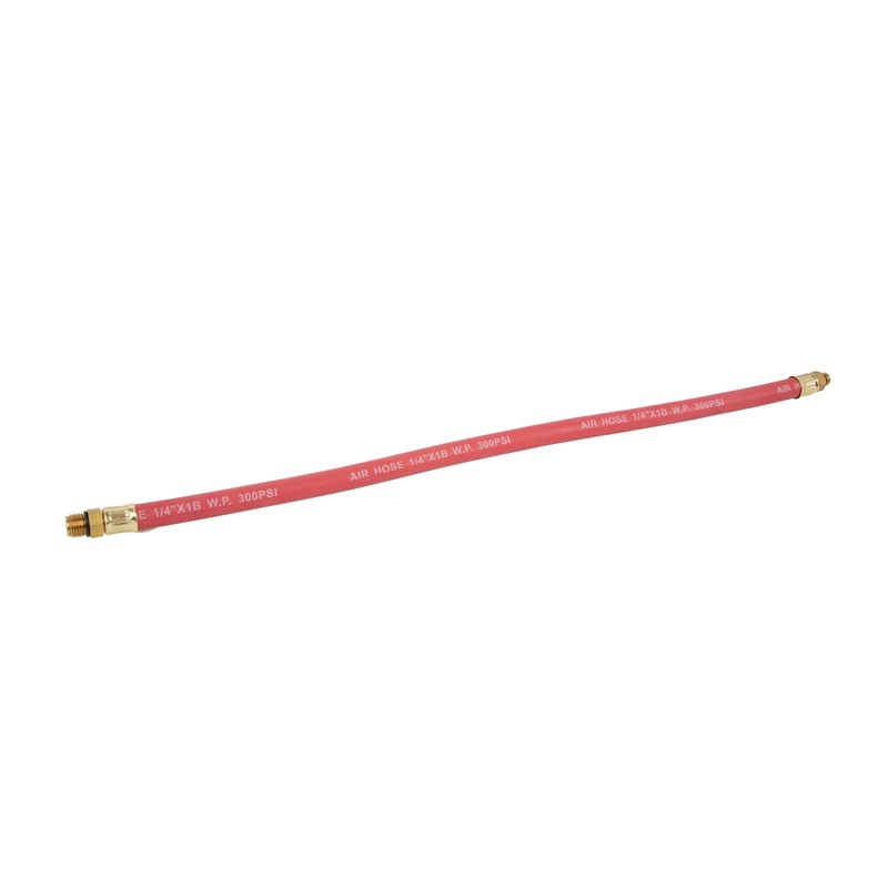 18-Inch Rubber Air Hose with 1/4-Inch PS and 3/8-Inch -24 Brass Fittings
